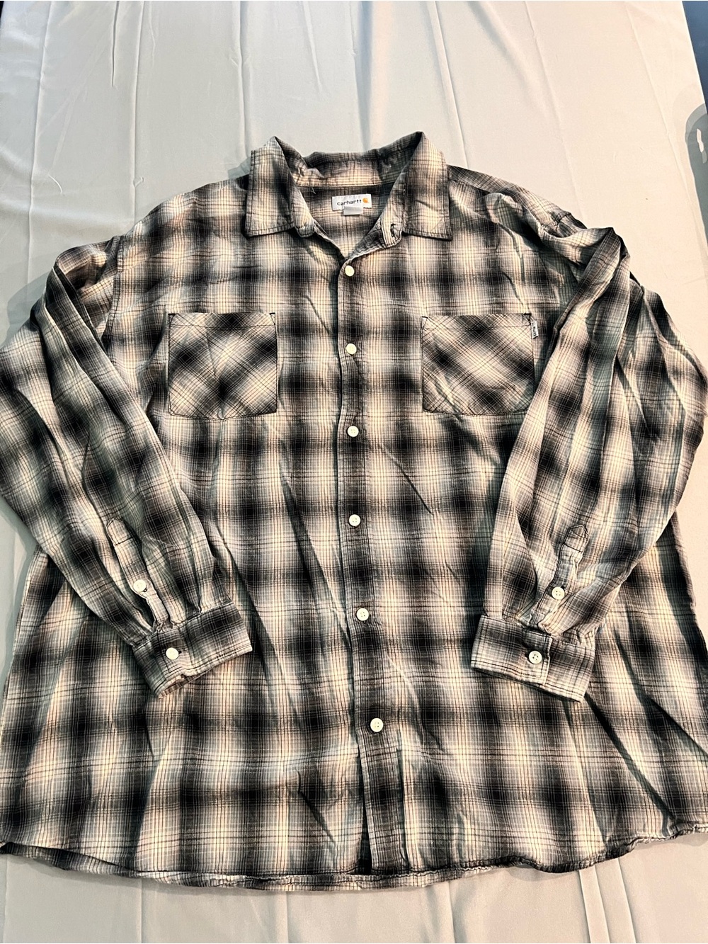 Carhartt Men's Flannel Shirt Size 3XL 100% cotton black grey